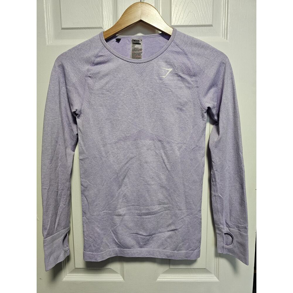 Gymshark Purple Seamless Long Sleeve Top Athletic Women's M Thumb Holes